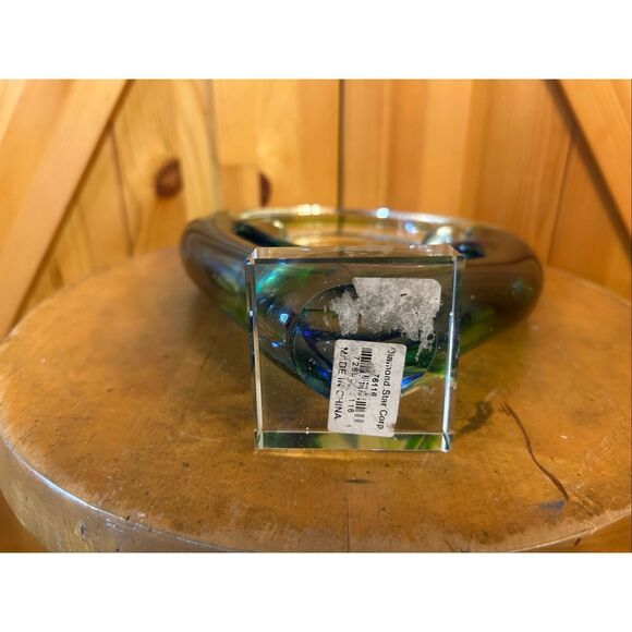 Diamond Star Corp Murano Style Hand Blown Art Glass 2 People Green Blue Eternal - Picture 6 of 9